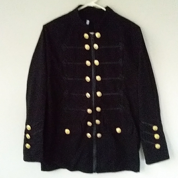 Jackets & Blazers - Embroidered COSTUME Double Crest Button Full Zip Mandarin Collar Jacket
